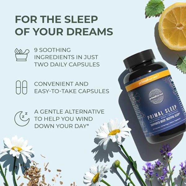 Primal Harvest Primal Sleep Support Supplement for Adults with Melatonin